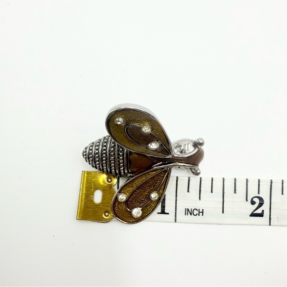 Liz Claiborne Enamel Silver and Gold Bee Brooch pin - Picture 5 of 5